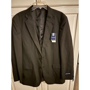 Stafford Essentials Men's Charcoal Pinstripe Classic Fit Blazer 44 Long